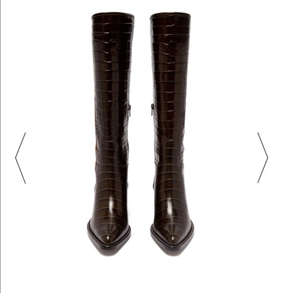 Sold CHLOÉ Crocodile-effect leather knee-high boot - Picture 6 of 7